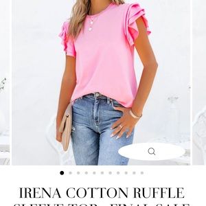 Vici pink cotton ruffle sleeve top medium
